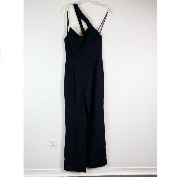 Black Halo NWOT Brew One-Shoulder Jumpsuit Black Size 4 - Picture 3 of 7